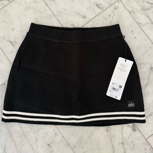 ALO Yoga Black Knit Mini Skirt with White Stripe